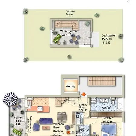 Penthouse-wohnung - Balkon - Dachterrasse - Zentrum